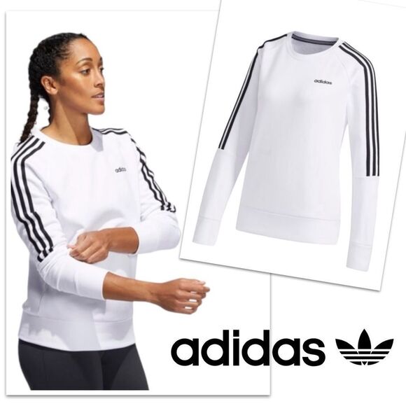 Adidas White Sweatshirt with Black Stripes - Picture 1 of 11